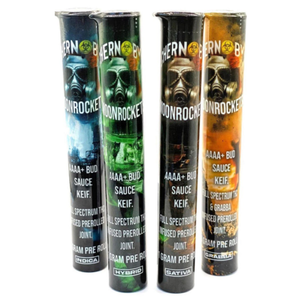 Infused Pre-Rolls – Chernobyl Moon Rocket (Hybrid 1.5g / Indica 1.5g / Sativa 1.5g / Grabba 1g)